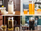 Water Carafe, Glass Pitcher, Glass Jug With Lid And Handle-1.5 Liters V1188-MS-227-1678