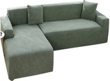 Waterproof sofa cover - Grass green jacquard leaf pattern - For 3-seater sofa V1188-MS101-00722-1