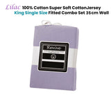 Revive Lilac 100% Cotton Jersey Super Soft Fitted Sheet Combo Set King Single 35cm Wall V442-ATX-FITTEDSS-COTTONJERSEY-LILAC-KS