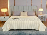 200*230cm Beige Solid Colour Flannel Throw Blanket - Thick Double-Sided Fleece with Ribbed Texture V888-ELOSUNG50703