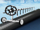 Aqua Buddy Pool Cover 600 Micron 8x4.2m w/ Roller 5.55m Swimming Pools Black Solar Blanket PC-80X42-XL-BK-BL-ROLLER