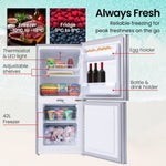 GECKO 119L Upright Portable Fridge / Freezer, 12V/24V/240V for Motorhome and Caravan, Silver V219-CMPFRUGK12SA