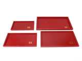 4Pcs Serving Tray Chinese Style Red Wedding Tea Coffee Snack Plate Wooden Fruit Candy Salver Square V1294-YM0703-3118230136212