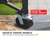 Kartrite Trailer Dolly Adjustable 2in Hitch Ball 1500kg Tongue Weight Capacity w/8in Swivel Whe TDM-PMG-D77-BK