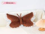 Brown Elegant Butterfly Lace Throw Pillow 60x45cm Soft Decorative Cushion for Sofa Bedroom Office V888-ELOSUNG43225