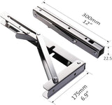 Heavy-Duty Foldable Wall Shelf Brackets 2-Pack 304 Stainless Steel Triangular Supports with V1107-CS-ZWJSJZJ12