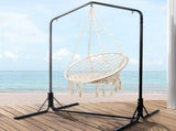 Gardeon Outdoor Hammock Chair with Stand Cotton Swing Relax Hanging 124CM Cream HM-CHAIR-SWING-CREAM-U