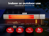 Devanti 2PCS Electric Strip Heater Radiant Infrared Heaters Remote Control 2000W RHP-TWR-2000-AL-2X