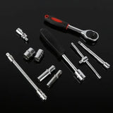 46-Piece 1/4 Inch Drive Socket Wrench Set, Chrome Vanadium Ratchet and Bit Kit, Black Case V1188-MS-617-121