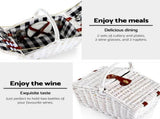Alfresco 2 Person Picnic Basket Set Willow Vintage Baskets Insulated Blanket Bag PICNIC-2PPL-BASKET-WH