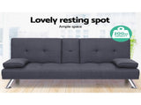 Artiss Sofa Bed 175CM Dark Grey Fabric SBED-E-R1C-GY