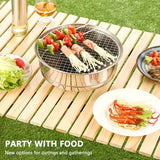1 Piece Portable Korean BBQ Grill, Stainless Steel Round Grill with Maifan Stone Plate for Camping V1189-LC-HW-00329