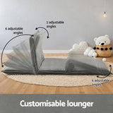 Artiss Floor Lounge Sofa Bed Foldable 2 Seater Grey FLOOR-SBL-04VEL-2S-GY