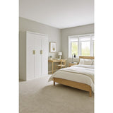 4 Door White Wardrobe Cabinet Hanging Rail, Shelves & Gold Handles V63-953121