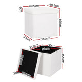 Artiss Ottoman Storage Foot Stool Vanity Square Teddy FS-B-ST01-TED-WH