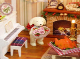 Miniature Dollhouse Kit DIY Christmas Realistic Mini 3D Wooden House with LED Lights Children's Day V1369-AZ3-W-16480