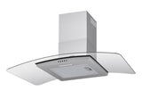 Devanti 90cm Range Hood Curved Glass Canopy Rangehood Kitchen Exhaust Fan RH-D-V17-90