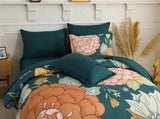 Teal Terracotta Dahlia Bloom Comforter Quilted Doona Set V745-AB011142AJ3