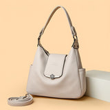 Leather Hobo Bag Shoulder Bag For Women High-Quality Leather Bag Travel Handbag - Gray - Size L V1347-127-58092-GRY-L