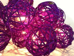 1 Set of 20 LED Cassis Purple 5cm Rattan Cane Ball Battery Powered String Lights Christmas Gift Home V382-PURPRATTBALLBATT20