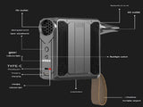 Black Multifunctional Turbo Fan - Portable High-Speed Dust Blower with LED Light & Emergency Power V888-ELOSUNG40249