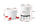 Giantz 20L X2 Chicken Feeder Waterer Set Automatic Poultry Dispenser Metal Stand FIK-FEEDER-ST-20L-WH