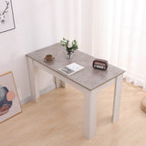 Grey Rectangular Dining Table with 4x Green Velvet Chairs V264-DNT-409C-LGR-DNC-414V-GRN-4