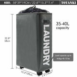 22" Narrow Rolling Hamper with Handle and Wheels, Collapsible Hamper, Foldable V1237-ZY-203-2441