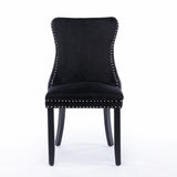 6x Velvet Upholstered Dining Tufted Chairs with Studs Trim and Solid Wood Legs-Black V226-SW8809BK-3