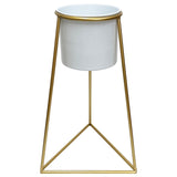 White Planter on Gold Pyramid Stand 45cm V637-68105PLN