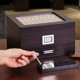 50 Cigar Humidor Glasstop Cedar Cigar Box Humidifier & Hygrometer & Drawer V952-XQBSJMTKJ3055E7JTV9