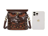 Handcrafted Leather Owl Crossbody Bag Unique Retro Design Shoulder Purse for Women V888-ELOSUNG12770