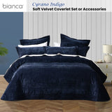 Bianca Cyrano Indigo Soft Velvet Polyester Quilted Coverlet Set Single/Double V442-BCA-COVERLETS-CYRANO-INDIGO-DS