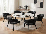 Artiss Dining Chairs Set of 6 Leather Hollow Armchair Black DINING-B-C01-PU-BKX6
