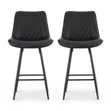 Artiss 2x Bar Stools Kitchen Dining Chair Counter Stool Diamond PU Leather Black BA-K-799-BKX2