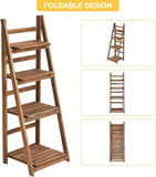 Rustic Wood 4 Tier Plant Stand Bookshelf 38CM Corner Shelf V178-66837