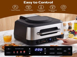 Devanti 5-in-1 Electric BBQ Grill Air Fryer, 2200W 8L Smart Thermometer BBQ-AF-8L-4IN1-BK