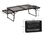 Black Portable Camping Table Heat Resistant Steel Mesh Top Foldable BBQ Desk with Side Wings V888-ELOSUNG41075