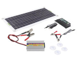 12V to 220V 30W Solar Charging Panel 220W Solar Inverter Battery Charger Kit for Camping Hiking 100A V1294-YM0715-3114220048413