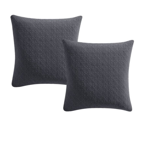 Platinum Collection Pair of Kayo Charcoal 100% Cotton European Pillowcases 65 x 65 + 16cm V442-LED-PILLOWC-KAYO-CHARCOAL-EU