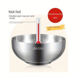 Stainless Steel Noodle Bowls Double-Layered Bowls Heat Insulation Bowls 5-Piece - Silver - Size Pack V1106-122-93147-SLR-PACKOF5PIECES