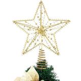Christmas Tree Topper Star with LED String Light Glitter Christmas Tree Top Star Lamp for Christmas V1294-YM0714-10305585