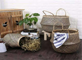 Nordic Foldable Seagrass Storage Basket Patchwork Seagrass Garden Flower Pot Planter Laundry Basket V1294-YM0717-10124611