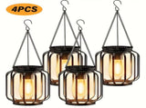 Black White Outdoor Hanging Lanterns Solar Powered Lanterns Outdoor Lighting Garden V1347-124-WHI-28920