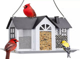 Charming House-Shaped Hanging Bird Feeder - Durable Metal Design for Wild Birds V888-ELOSUNG25684