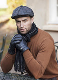 DENTS Mens Abraham Moon Check Tweed Newsboy Cap Hat - Charcoal V563-1-3039-CHARCOAL-M