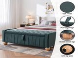 Artiss Storage Ottoman Bench Velvet Blanket Box Stool Footrest Ball Feet Green OTM-VEL02-BALL-GN