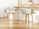 Artiss Bar Stools Kitchen Leather Barstools Swivel Counter Chairs x2 BA-TW-8091-WHX2
