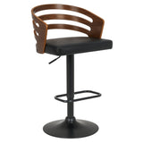 Sarantino Bentwood Walnut Barstool Leather Seat and Metal Base BAR-STL-MLM-081