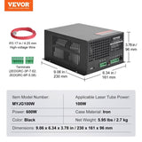 CO2 Laser Power Supply, 100W, Power Supply for 100W Laser Tube, Constant Current Protection, Open V952-EYHTJGGDY1000KR1IV7
